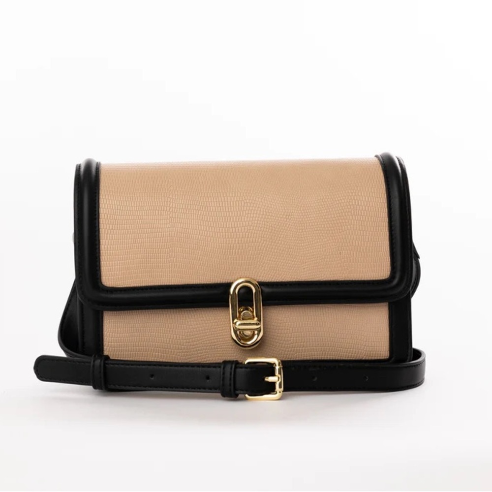 Jules Kae Vegan Leather Cream and Black Purse